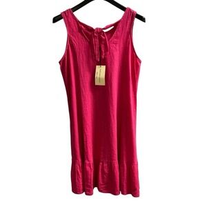 Terzo Millennio Dress Pink Linen Tiered Mini Size L Coastal Beach Resort Cruise